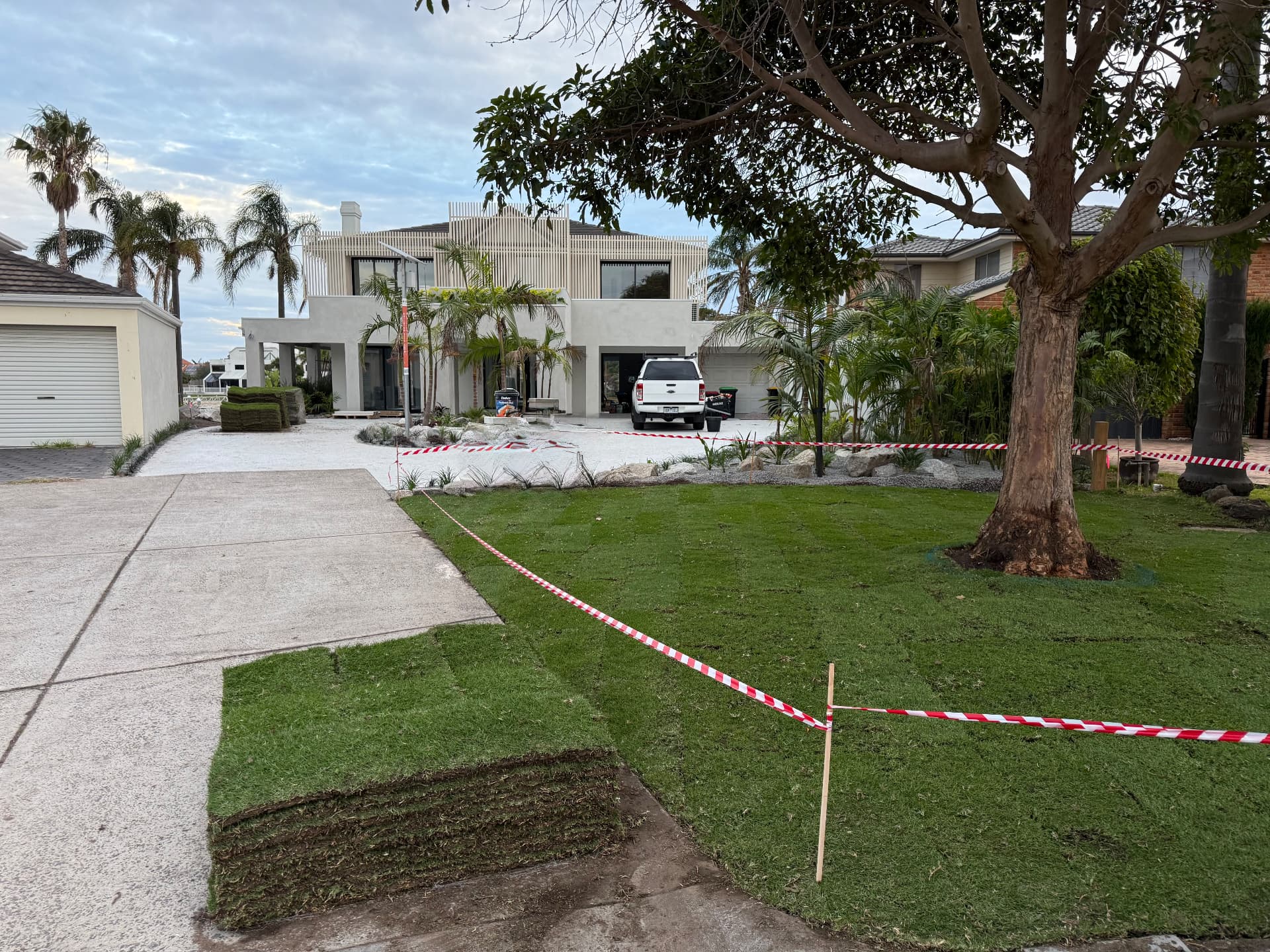 New turf installation at a modern Melbourne home